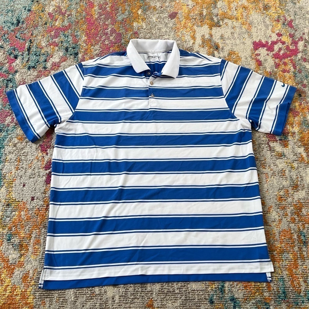 Nike Golf Striped Dri - Fit Golf Tennis Polo Athletic Sports Golfer Shirt